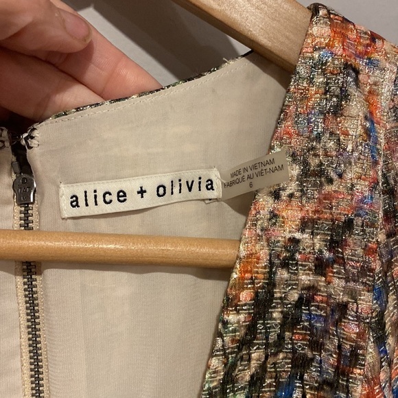 Alice + Olive Fit and Flare Metallic Rainbow Mini Dress - Picture 4 of 5